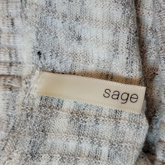 SAGE GRAY MARBLED ASEMTRYCAL COWL NECK LIGHTWEIGHT PULLOVER TOP TUNIC - Picture 10 of 12